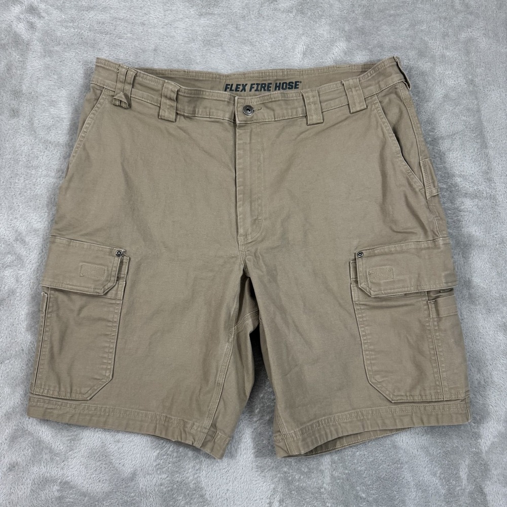 Flex Fire Hose Shorts Mens 40 Beige Canvas Gusseted Hammer Loops‎ Carpenter Flex